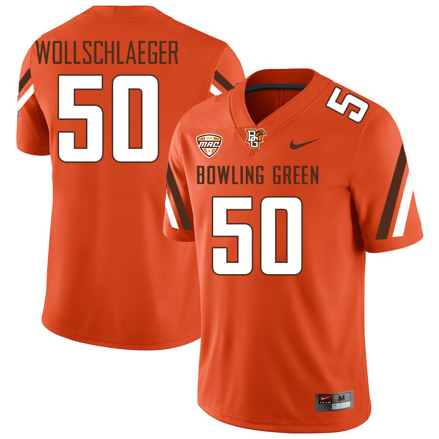 Bowling Green Falcons #50 Alex Wollschlaeger College Football Jerseys Stitched Sale-Orange